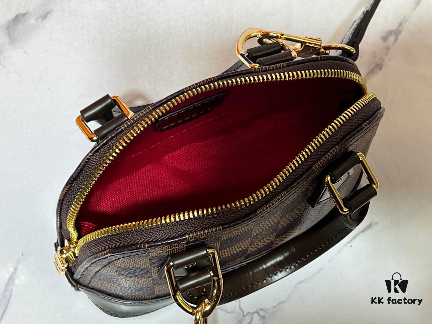 Upgraded Original 【Louis Vuitton Alma Nano Shell Handbag】M82717 Monogram Coffee Check Mini Shell Bag Series