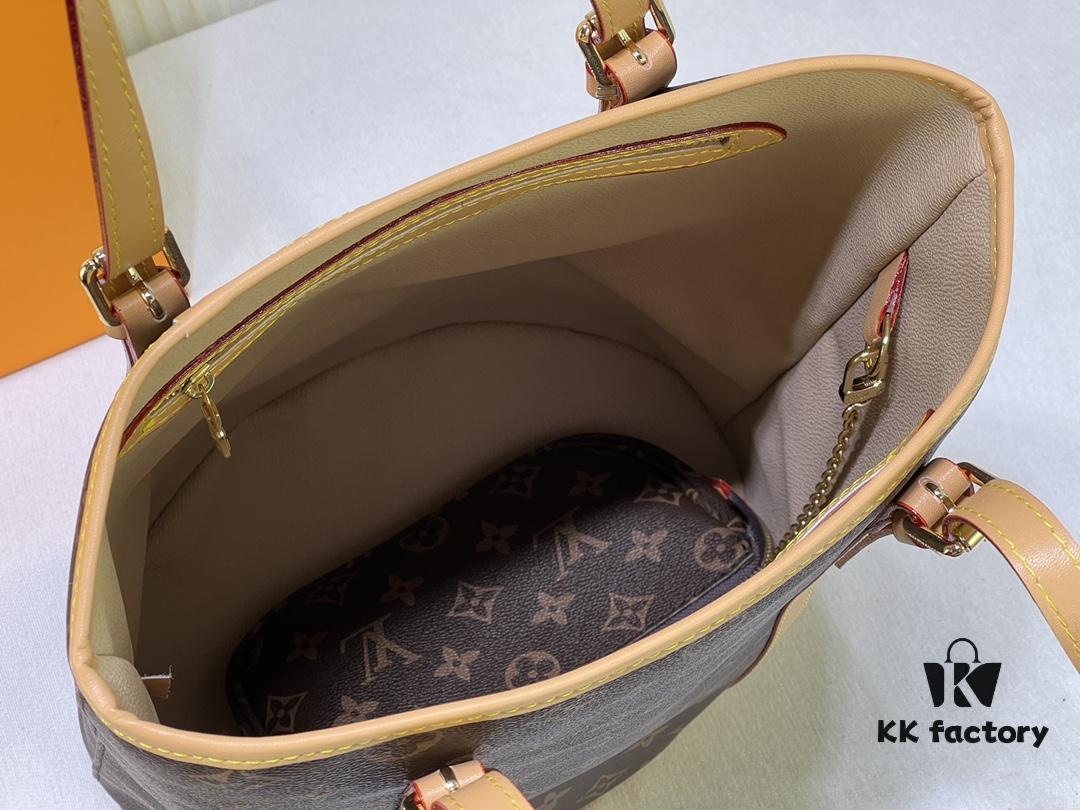 Vintage Crocodile Pattern Wax Leather 🔥 M42236 Large Size Authentic Item High-End Quality Highly Acclaimed Mother-and-Child Bag Extremely Practical Louis Vuitton Matched Interior Original Order Version Louis Vuitton LV New Women's Shoulder Bag Round Barrel Bag