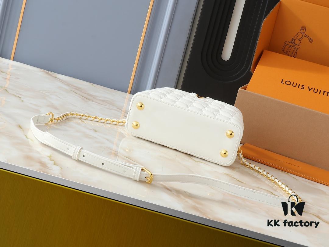 Upgraded Original M23998 M239990 Monogram Embroidered Floral Pattern on Elegant Quilting for Capucines Mini Handbag