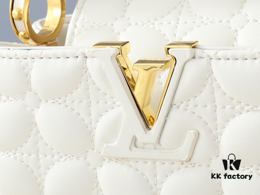 Upgraded Original M23998 M239990 Monogram Embroidered Floral Pattern on Elegant Quilting for Capucines Mini Handbag