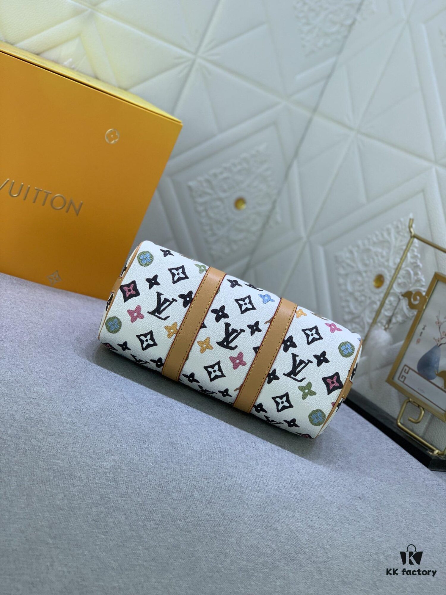 Upgraded Original M46271 Black Flower Orange Chain, Denim Blue, M31044 Orange, M11542 Monogram, M24849 Multicolor Daisy Keepall 25