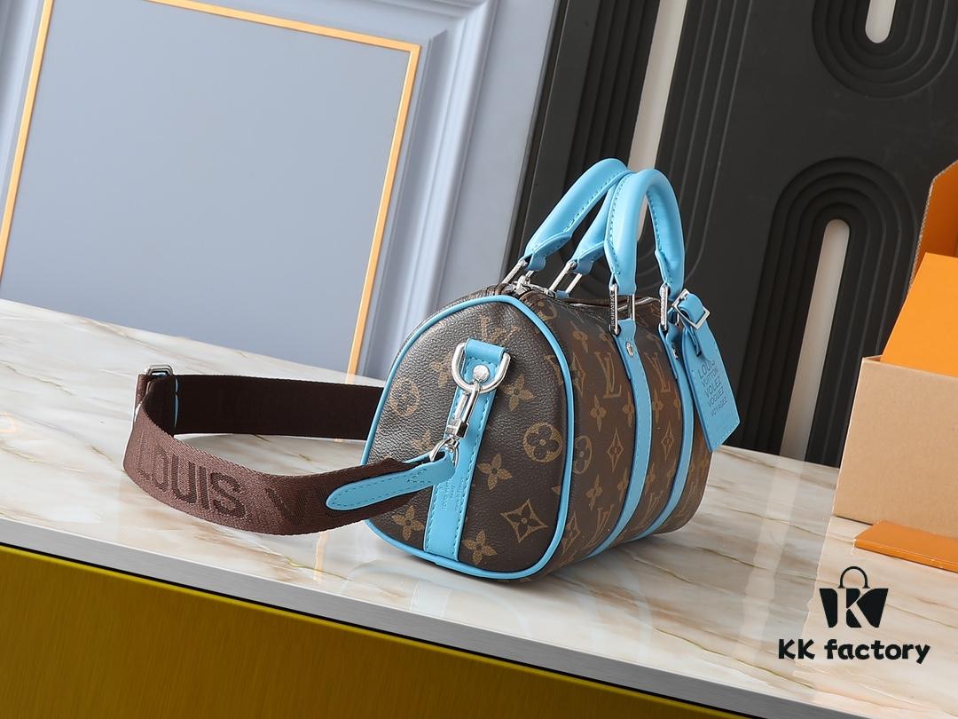 Upgraded Original M12609 Yellow Vintage Pattern, Blue Vintage Pattern, M11595 Gradient Gray, M46271 Black Pattern - This Keepall 25 Bag is Crafted from Monogram Eclipse Reverse Canvas, Elegantly Reinterpreting the Louis Vuitton Classic Motif