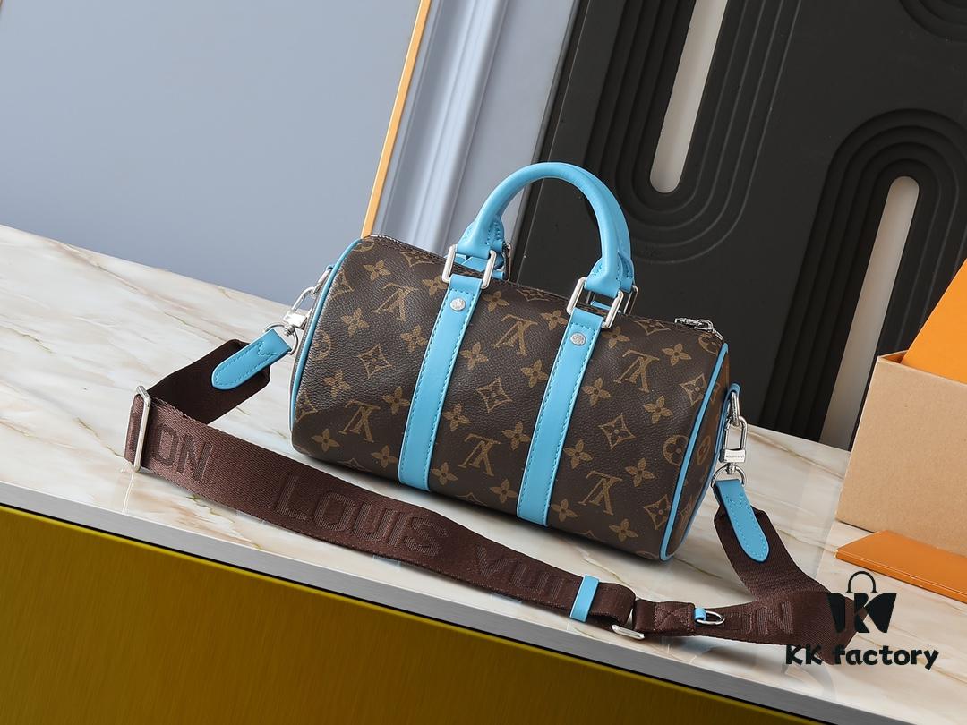 Upgraded Original M12609 Yellow Vintage Pattern, Blue Vintage Pattern, M11595 Gradient Gray, M46271 Black Pattern - This Keepall 25 Bag is Crafted from Monogram Eclipse Reverse Canvas, Elegantly Reinterpreting the Louis Vuitton Classic Motif