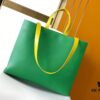 M24457 Yellow Green Blue Top Quality Original Order This Medium Shopper Handbag Draws Inspiration from Louis Vuitton's Shopping Bag Featuring 'Louis Vuitton' and 'Maison Fondée En 1854' Embossed on Soft Cowhide Leather with Top Handles and Detachable Shoulder Strap 40.0 x 32.0 x 16.0 cm (L x H x W)