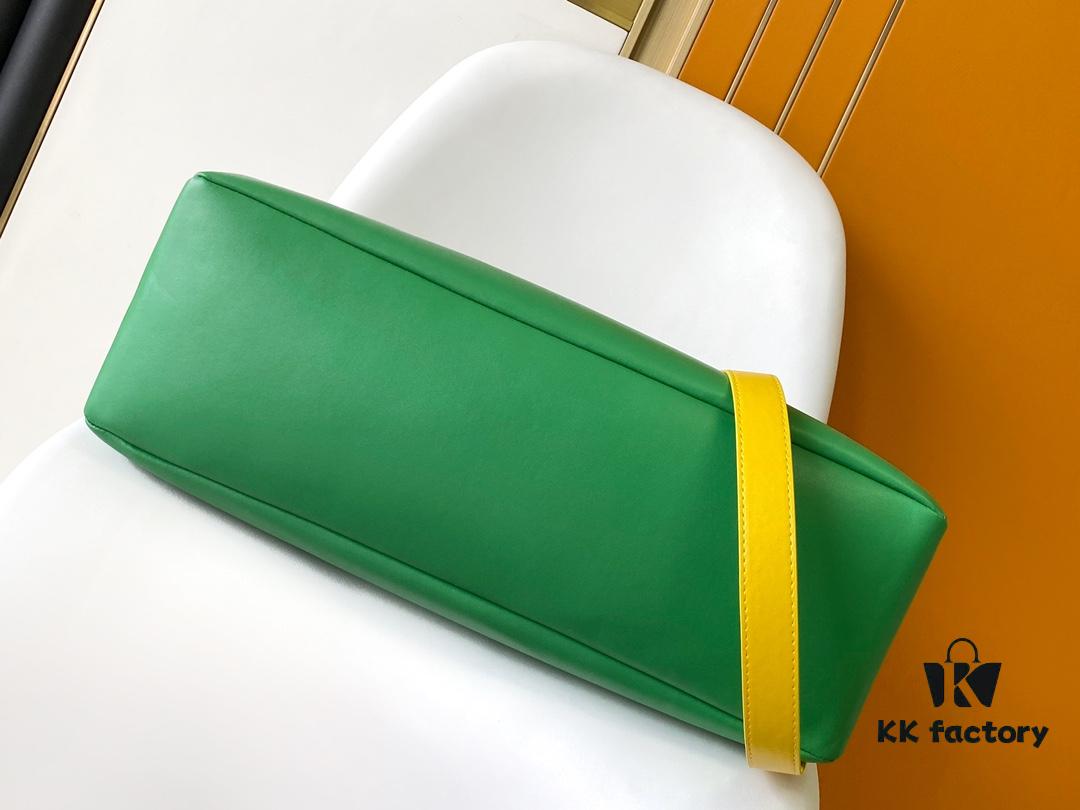 M24457 Yellow Green Blue Top Quality Original Order This Medium Shopper Handbag Draws Inspiration from Louis Vuitton's Shopping Bag Featuring 'Louis Vuitton' and 'Maison Fondée En 1854' Embossed on Soft Cowhide Leather with Top Handles and Detachable Shoulder Strap 40.0 x 32.0 x 16.0 cm (L x H x W)