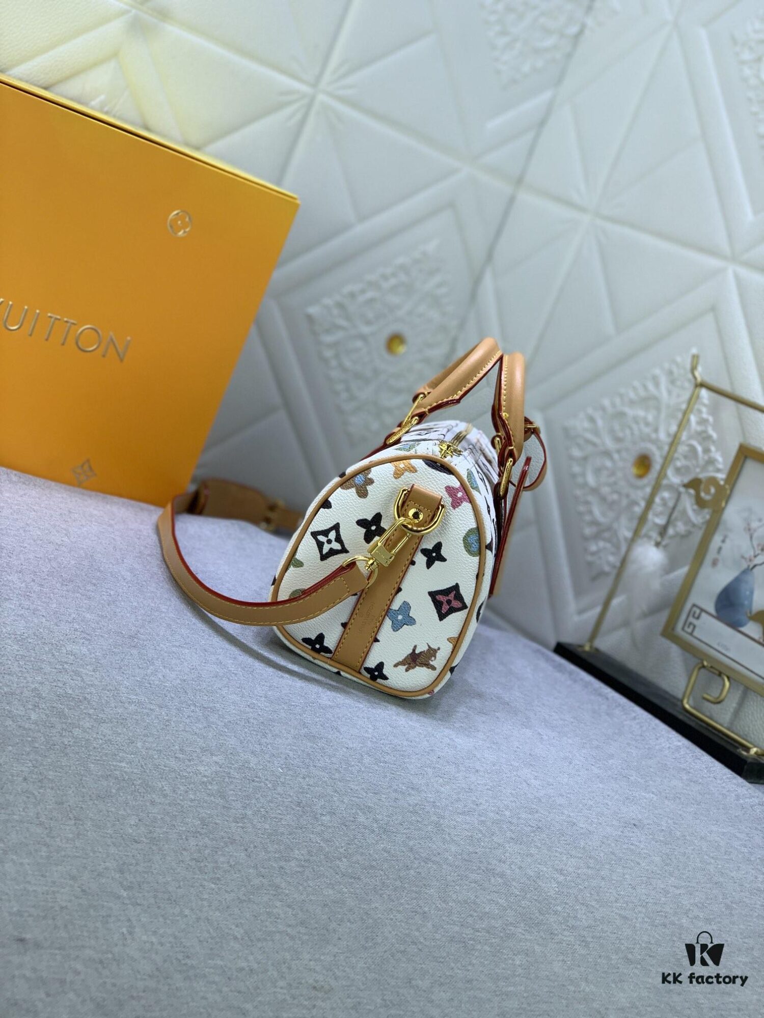 Upgraded Original M46271 Black Flower Orange Chain, Denim Blue, M31044 Orange, M11542 Monogram, M24849 Multicolor Daisy Keepall 25