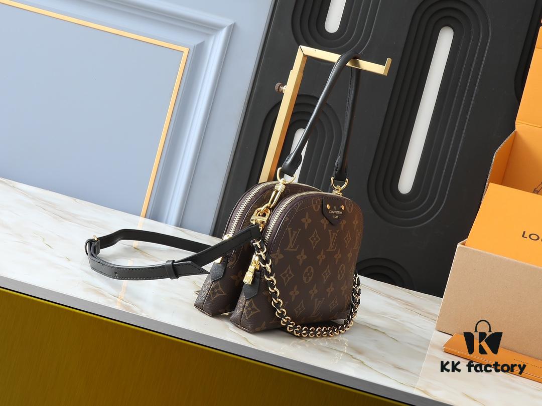 Upgraded Original M12996 LV Crescent Dual-Zip Handbag