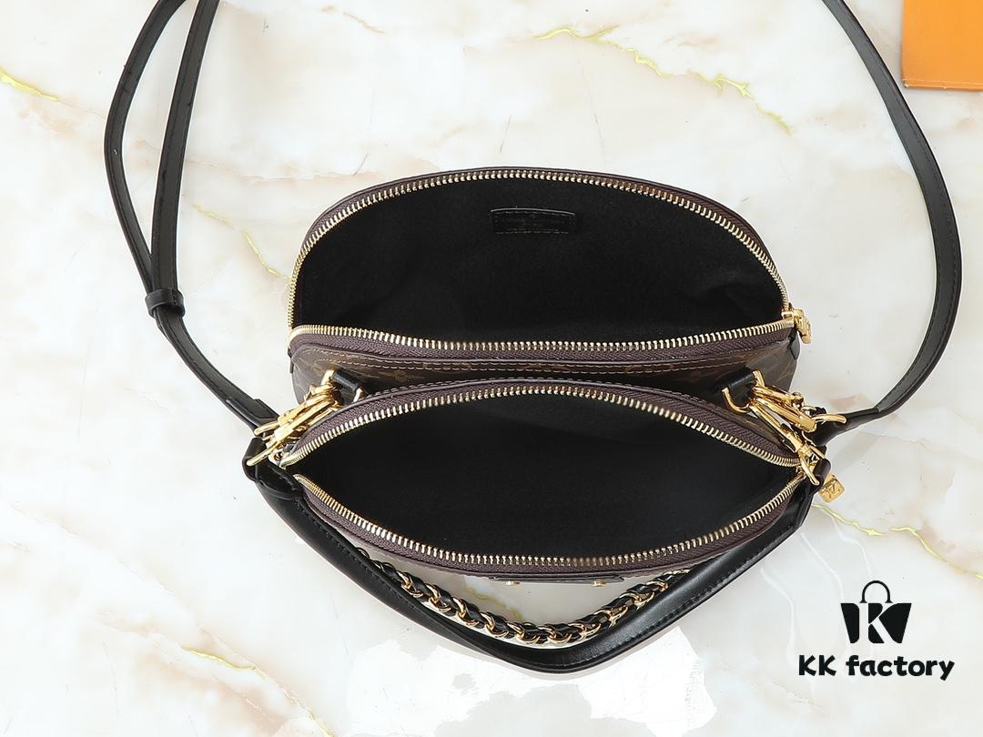 Upgraded Original M12996 LV Crescent Dual-Zip Handbag