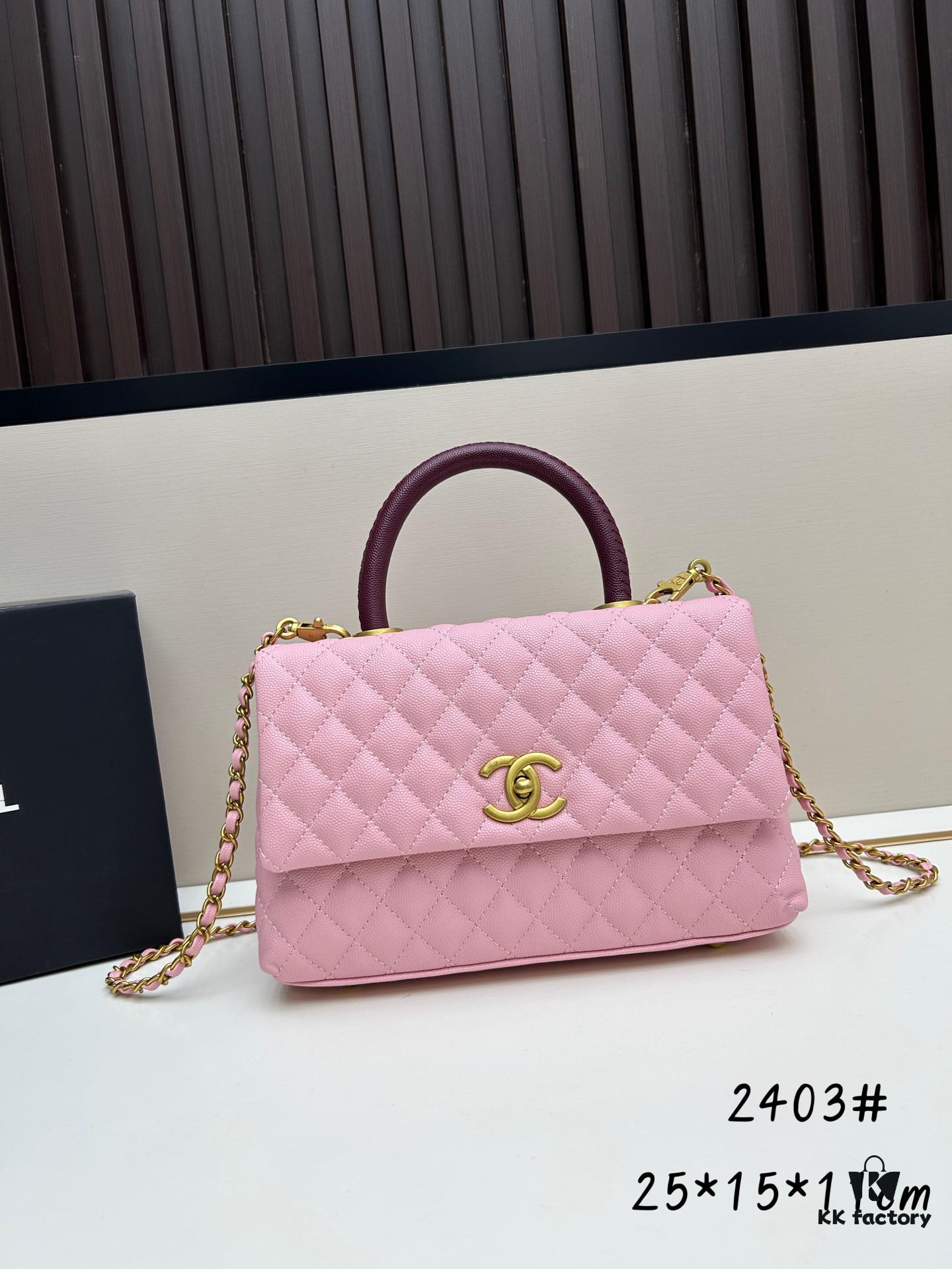 Chanel Coco Handle Bag in Black Calfskin with Red Handle - Box Included