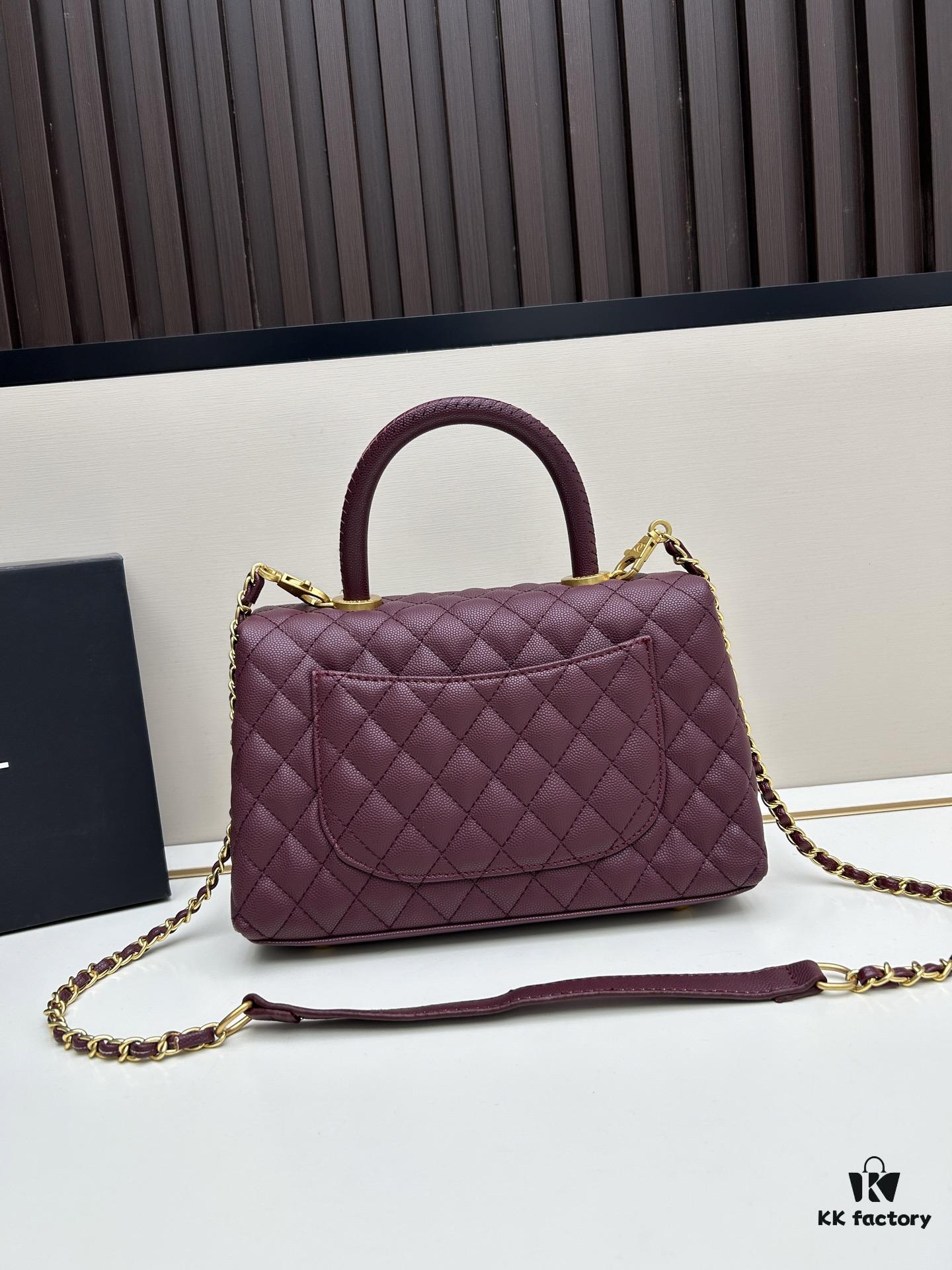 Chanel Coco Handle with Box, Black Calfskin with Red Handle