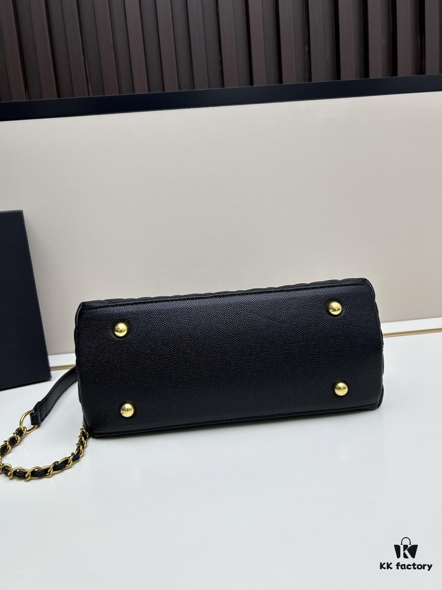 Chanel Coco Handle with Box, Black Calfskin with Red Handle