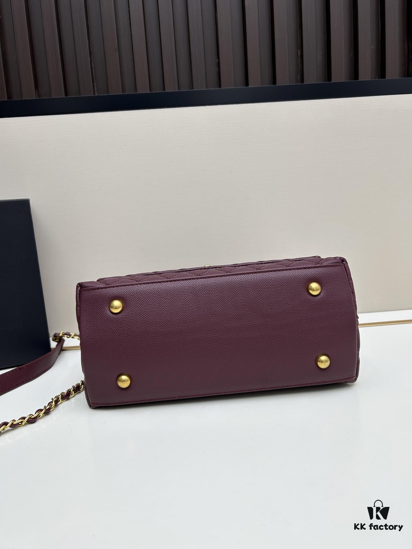 Chanel Coco Handle with Box, Black Calfskin with Red Handle