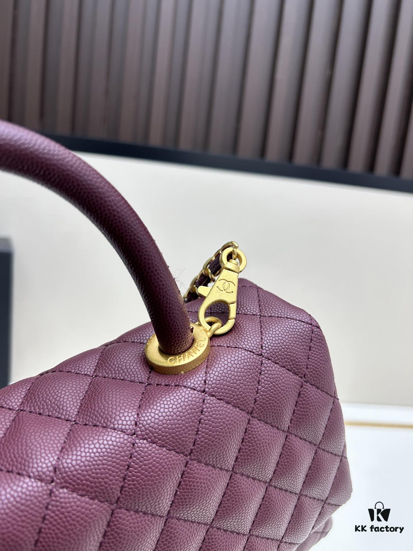 Chanel Coco Handle with Box, Black Calfskin with Red Handle