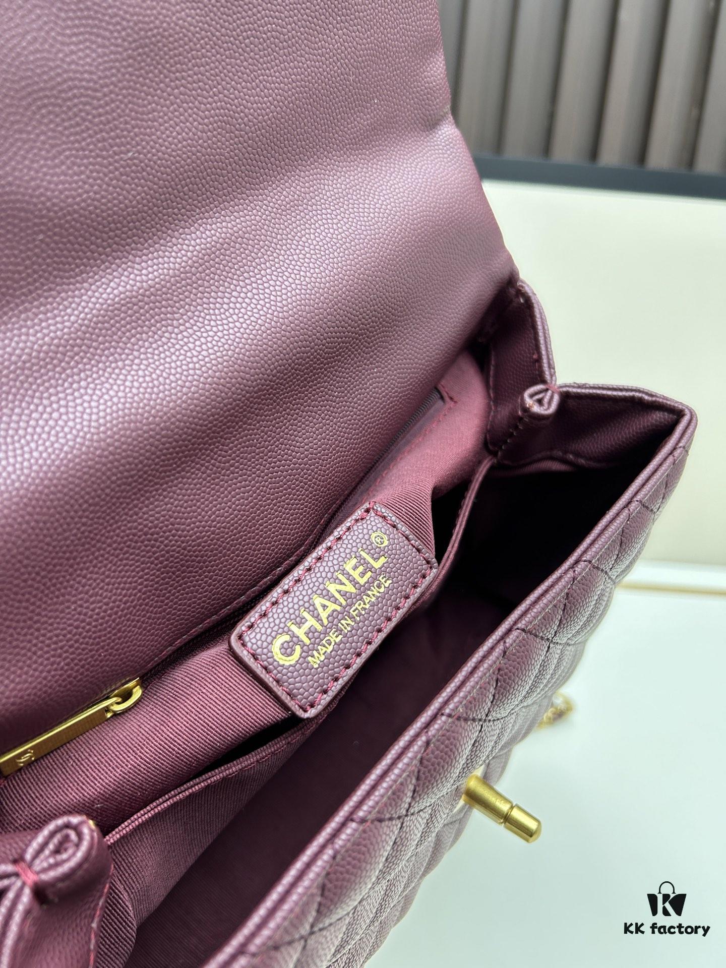 Chanel Coco Handle with Box, Black Calfskin with Red Handle