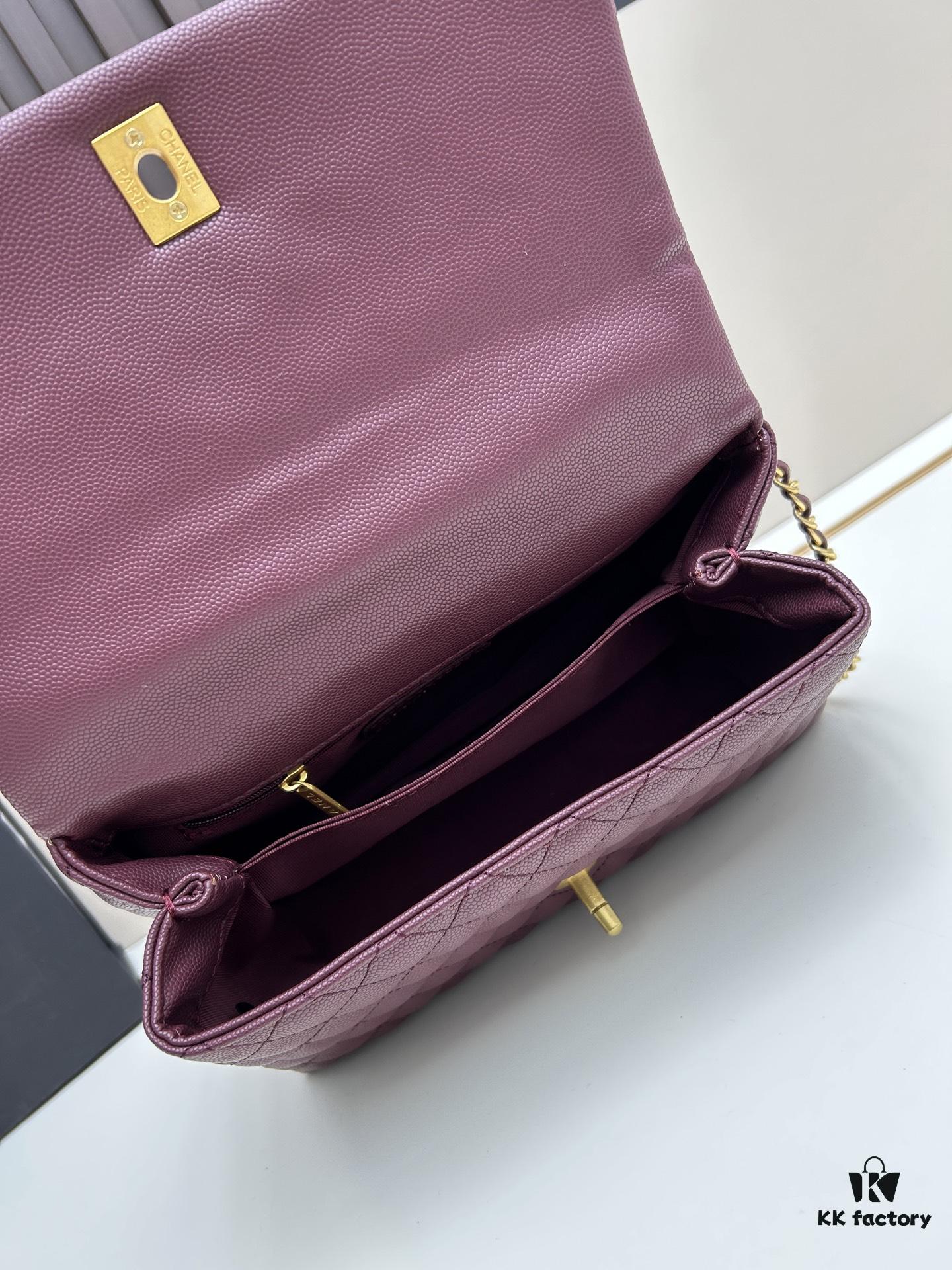 Chanel Coco Handle with Box, Black Calfskin with Red Handle