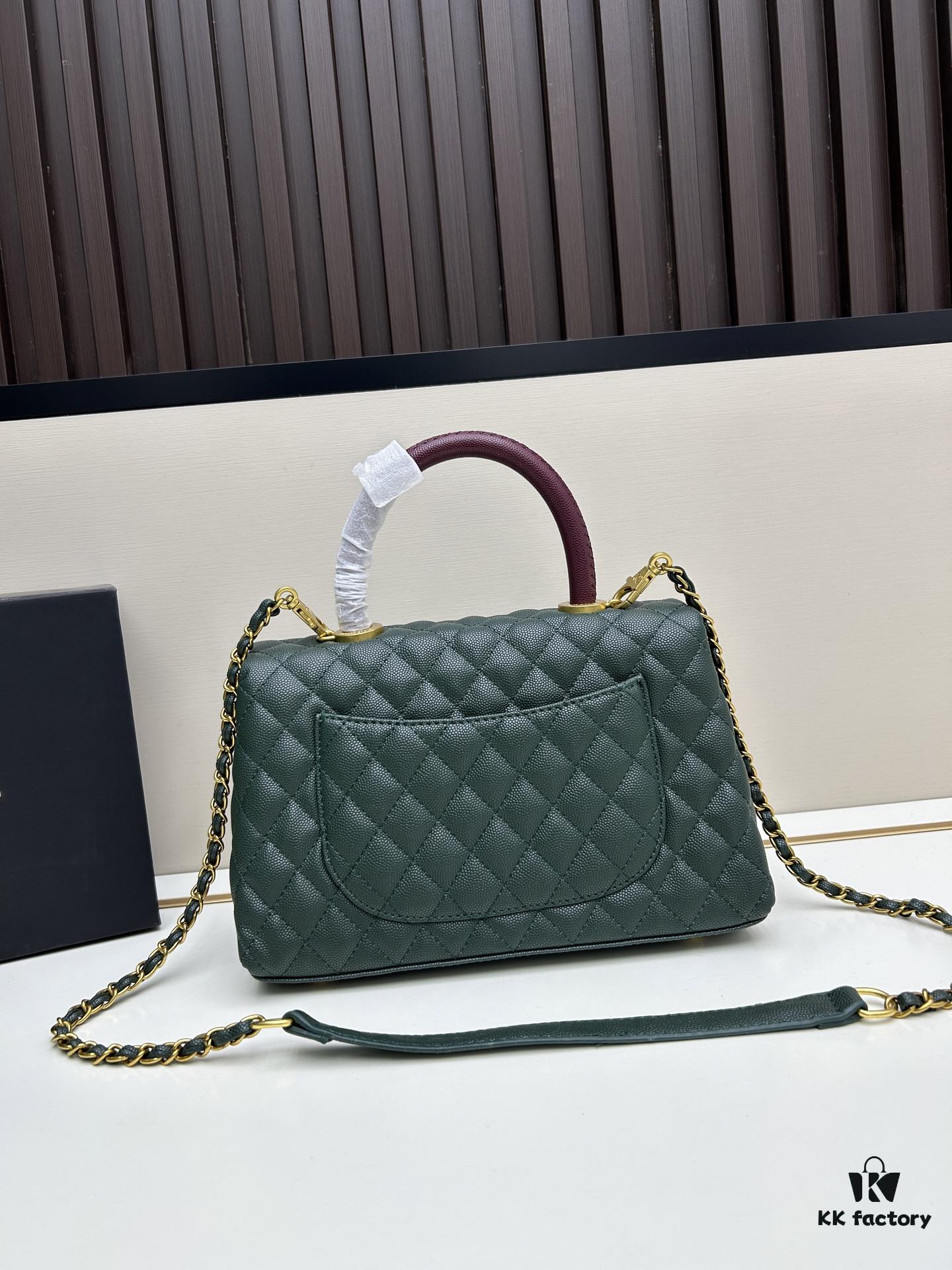 Chanel Coco Handle Black Calfskin with Red Handle