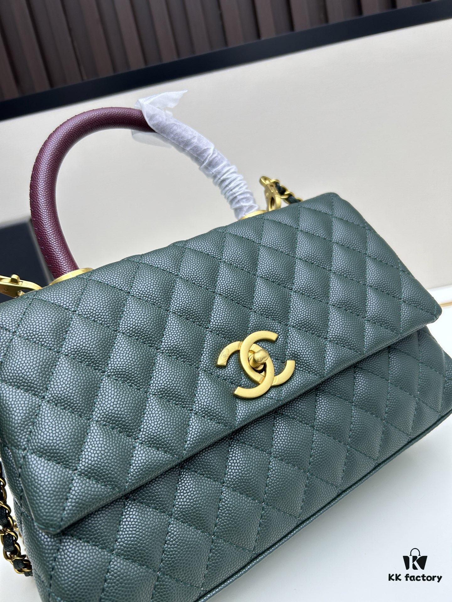 Chanel Coco Handle Black Calfskin with Red Handle