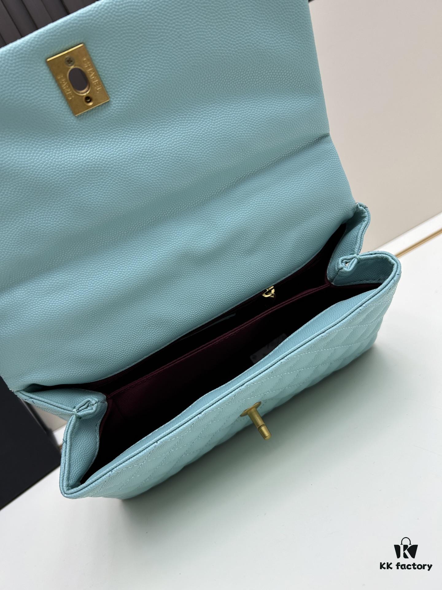 Chanel Coco Handle Bag with Box, Black Calfskin with Gold Hardware and Red Handle