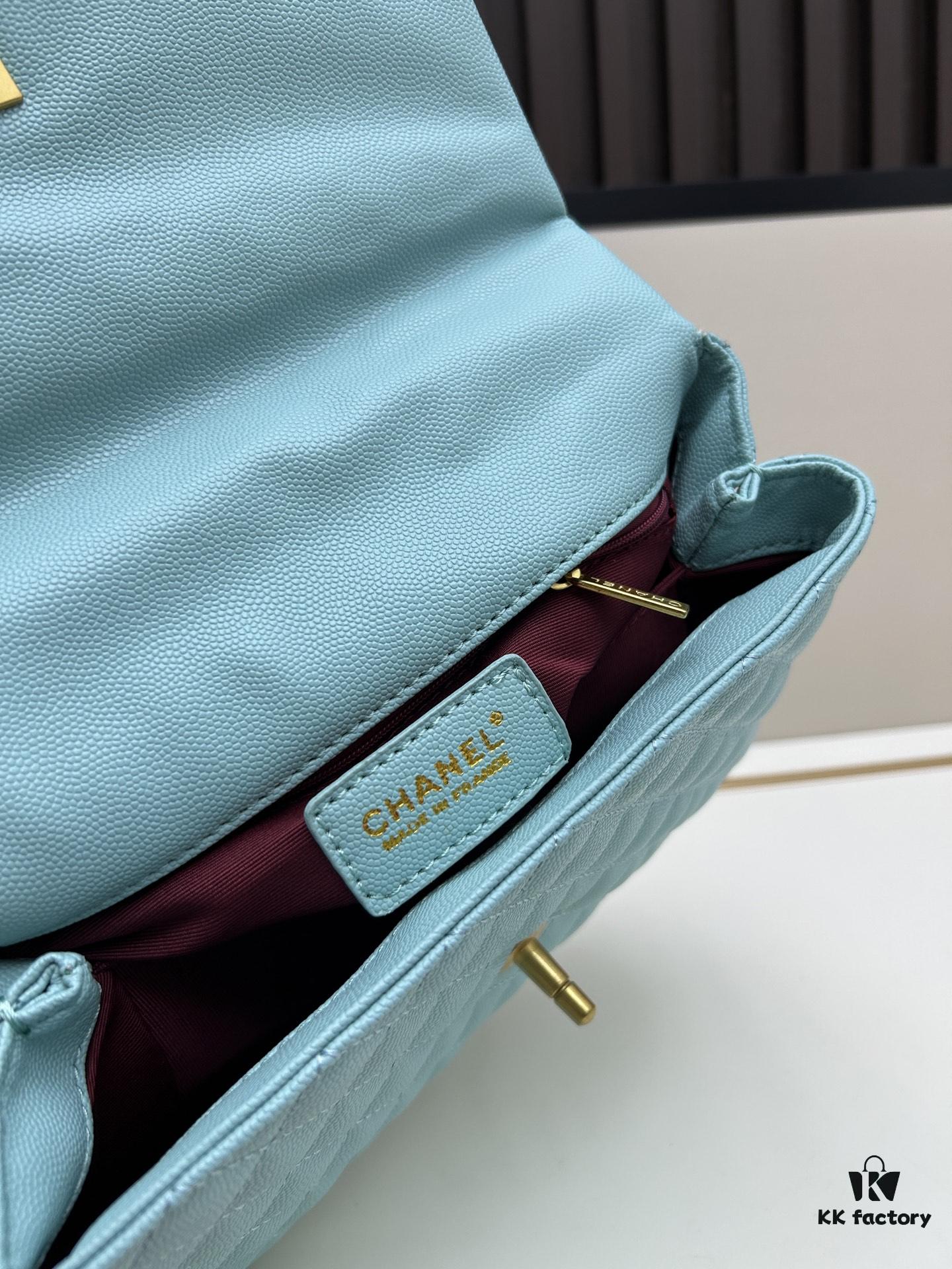 Chanel Coco Handle Bag with Box, Black Calfskin with Gold Hardware and Red Handle