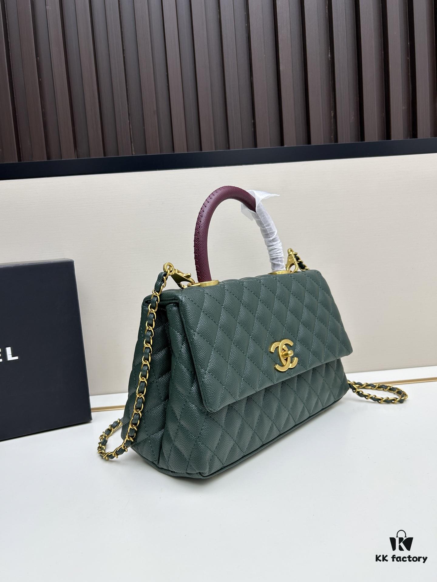 Chanel Coco Handle Black Calfskin with Red Handle