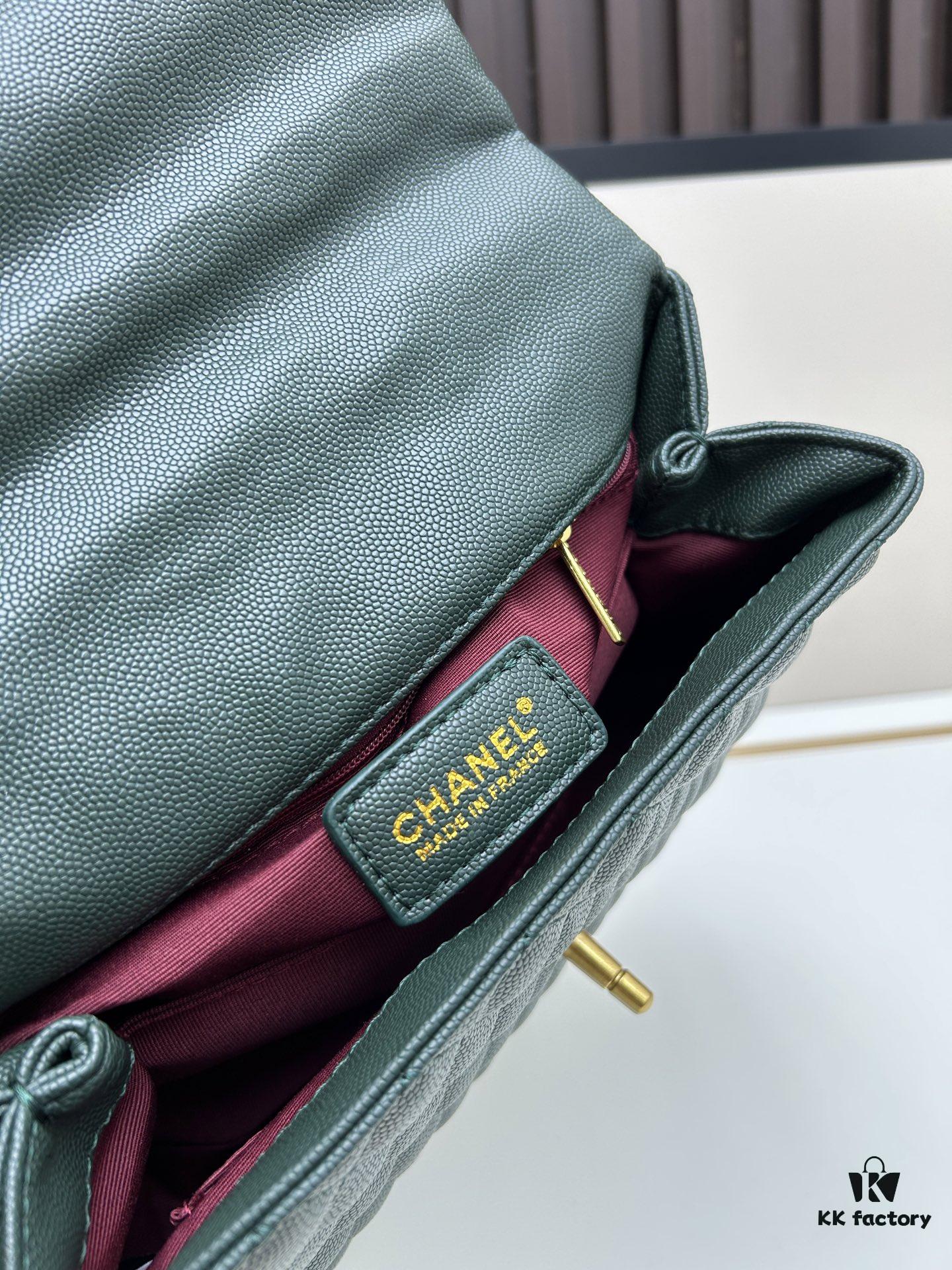 Chanel Coco Handle Black Calfskin with Red Handle