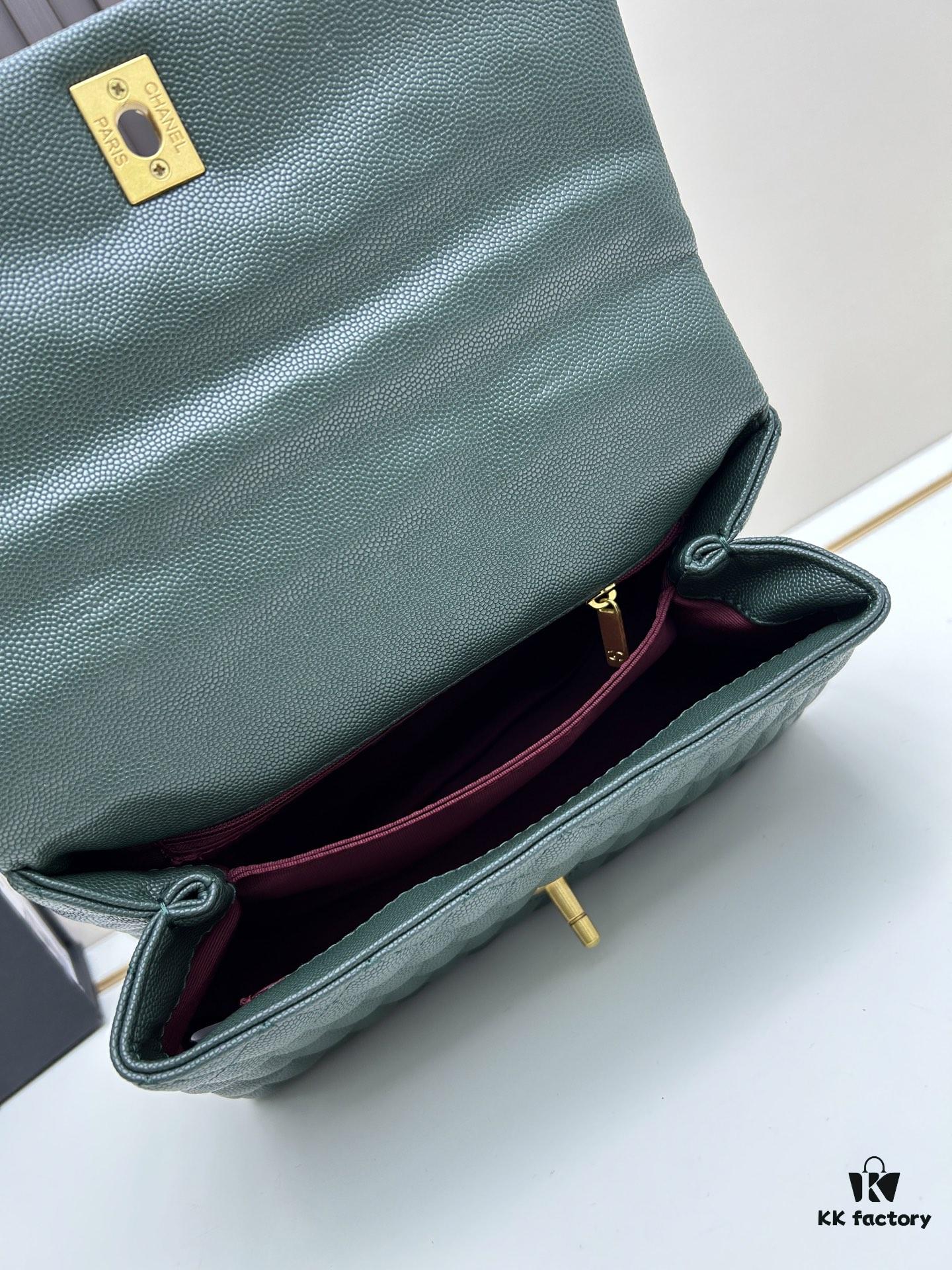 Chanel Coco Handle Black Calfskin with Red Handle