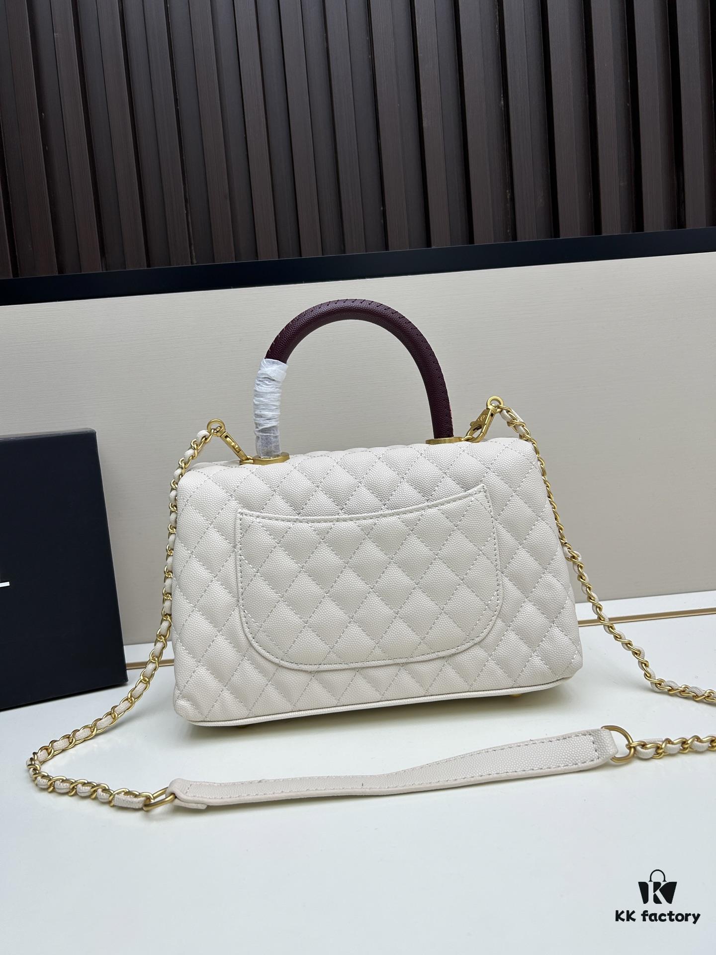 Chanel Coco Handle with Box, Black Calfskin with Red Handle