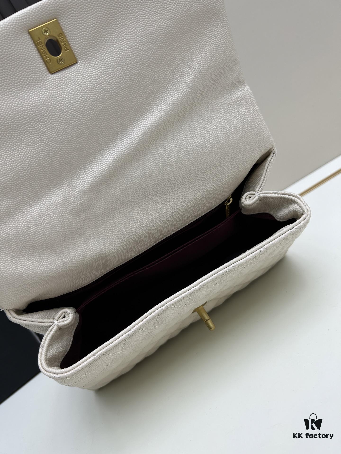 Chanel Coco Handle with Box, Black Calfskin with Red Handle