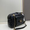 New Chanel 24A Bowling Bag Small Black Crinkled Calfskin