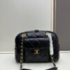 New Chanel 24A Bowling Bag Small Black Crinkled Calfskin