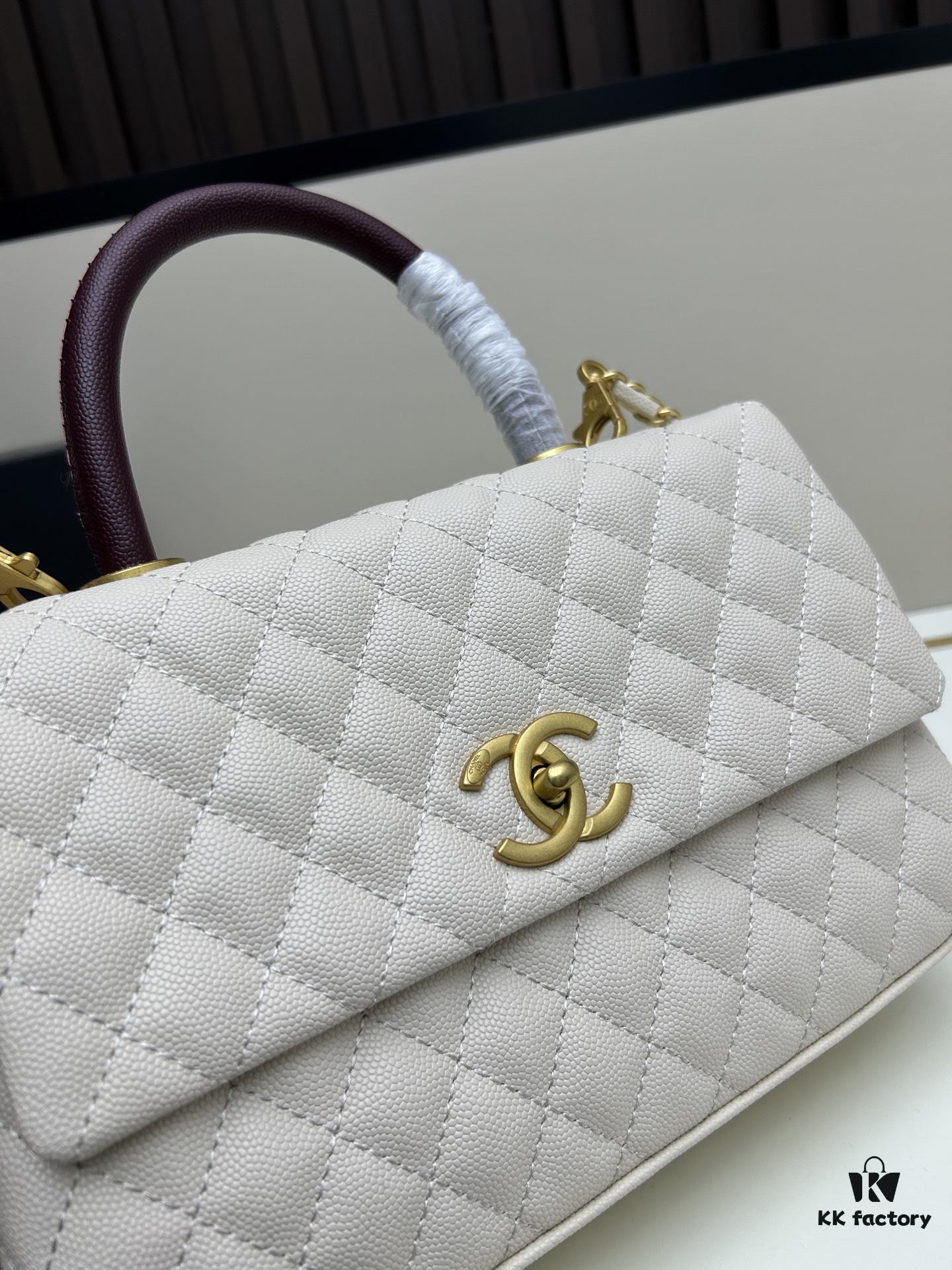 Chanel Coco Handle with Box, Black Calfskin with Red Handle