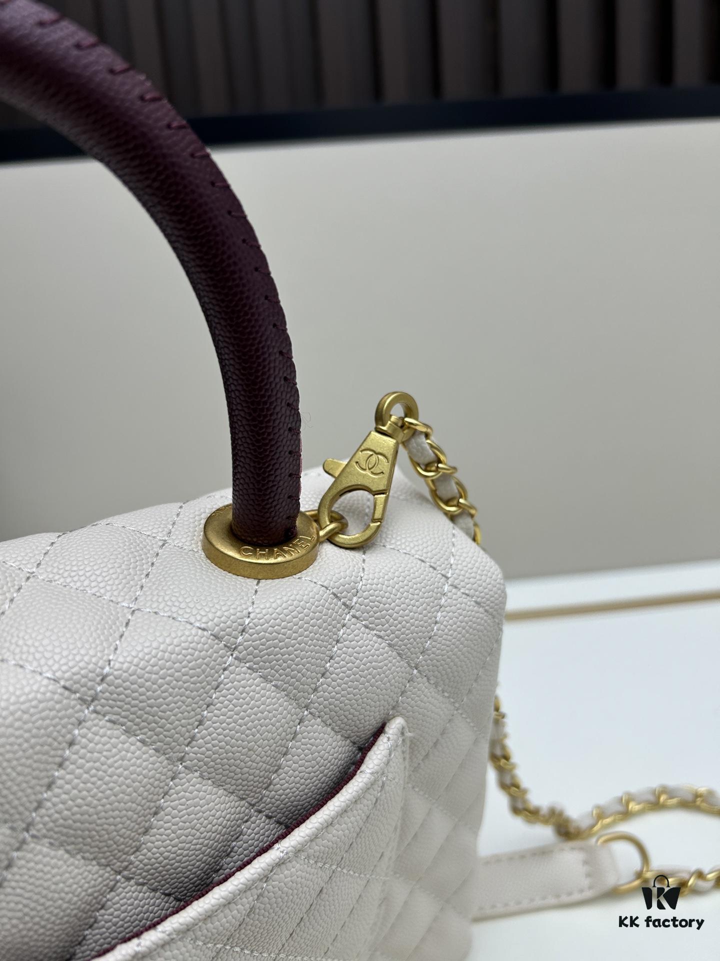 Chanel Coco Handle with Box, Black Calfskin with Red Handle