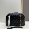 New Chanel 24A Bowling Bag Small Black Crinkled Calfskin