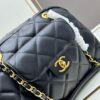 New Chanel 24A Bowling Bag Small Black Crinkled Calfskin