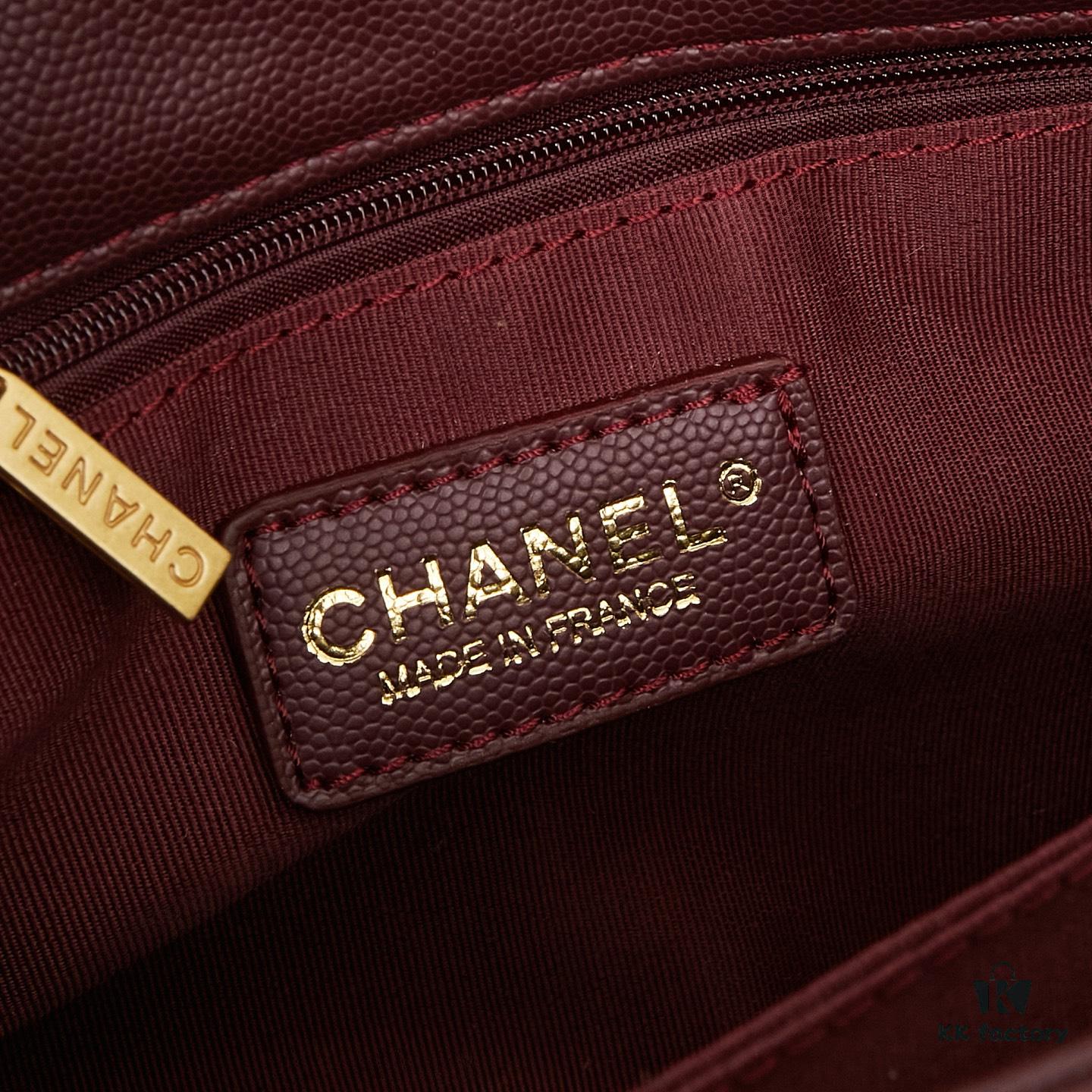 New Arrival with Box Chanel Coco Handle Black Calfskin Red Handle