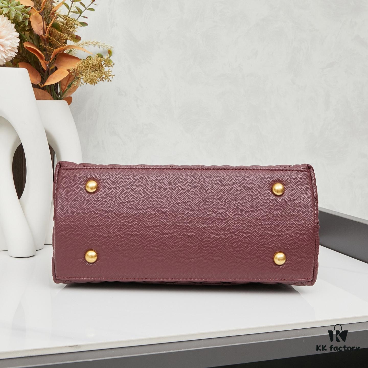 New Arrival with Box Chanel Coco Handle Black Calfskin Red Handle