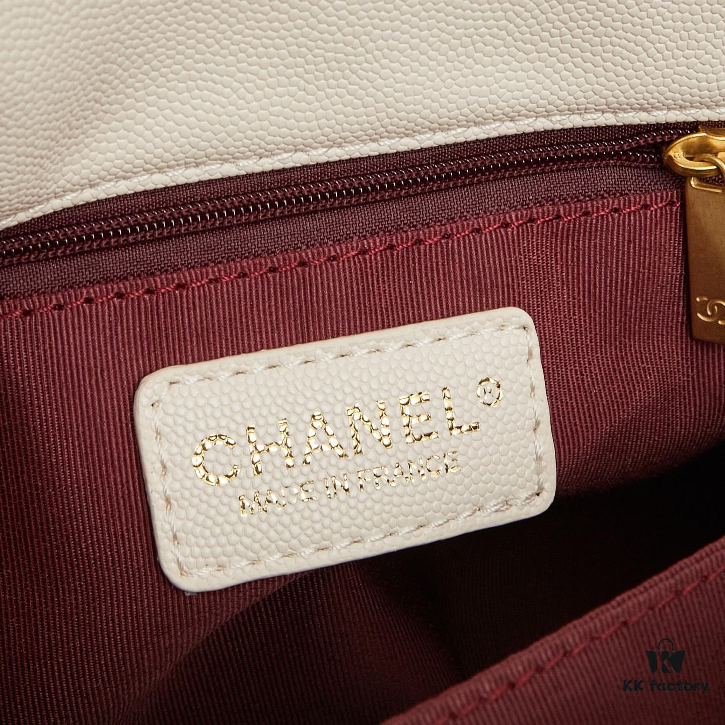 New Arrival with Box Chanel Coco Handle Black Calfskin Red Handle