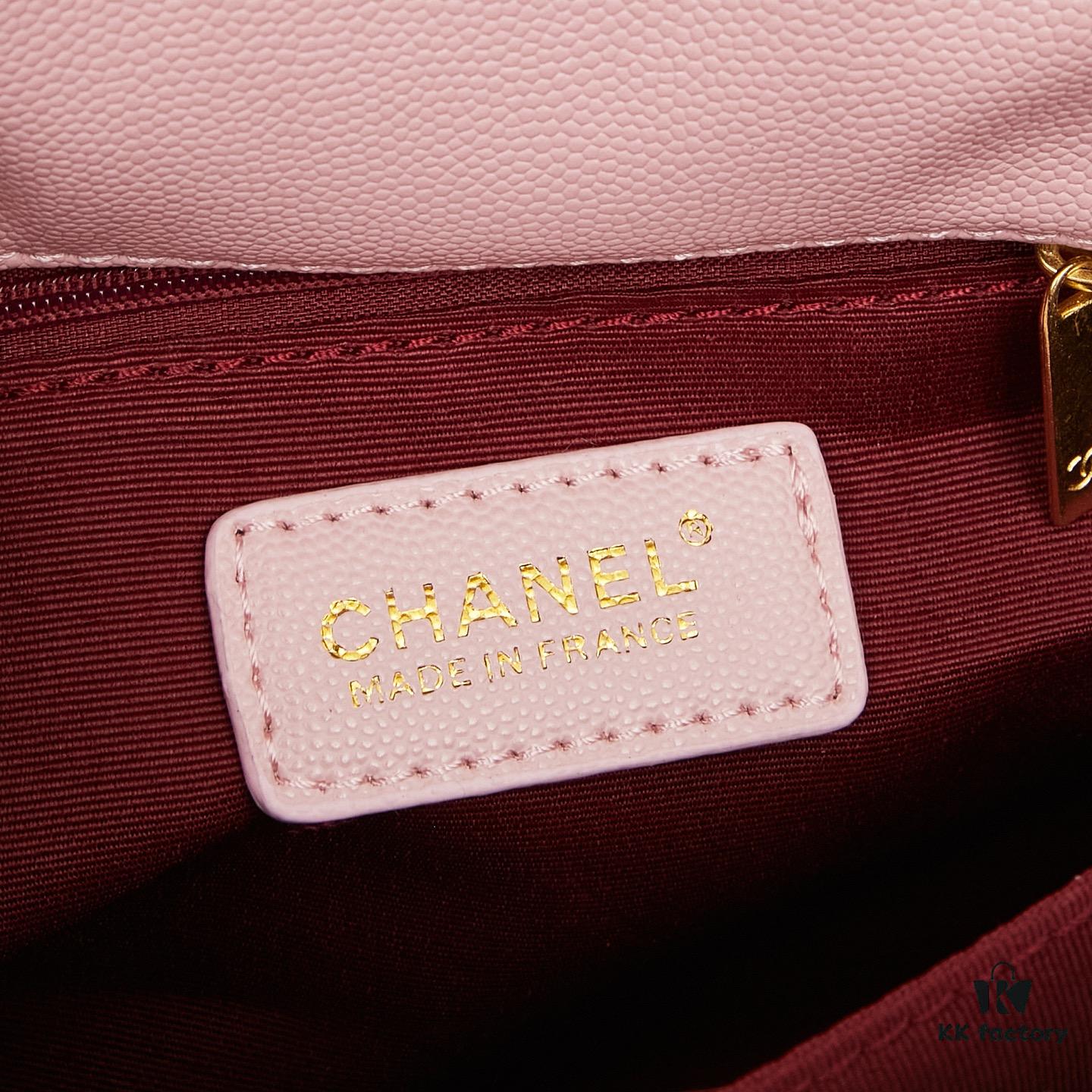 New Arrival with Box Chanel Coco Handle Black Calfskin Red Handle