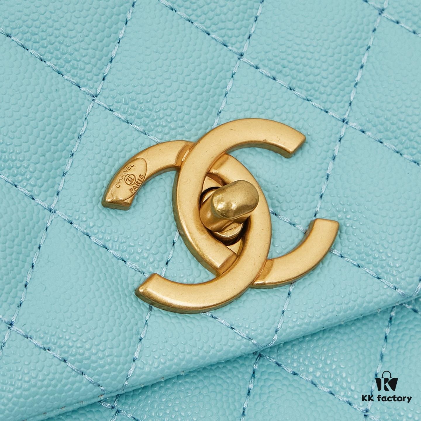 New Arrival with Box Chanel Coco Handle Black Calfskin Red Handle