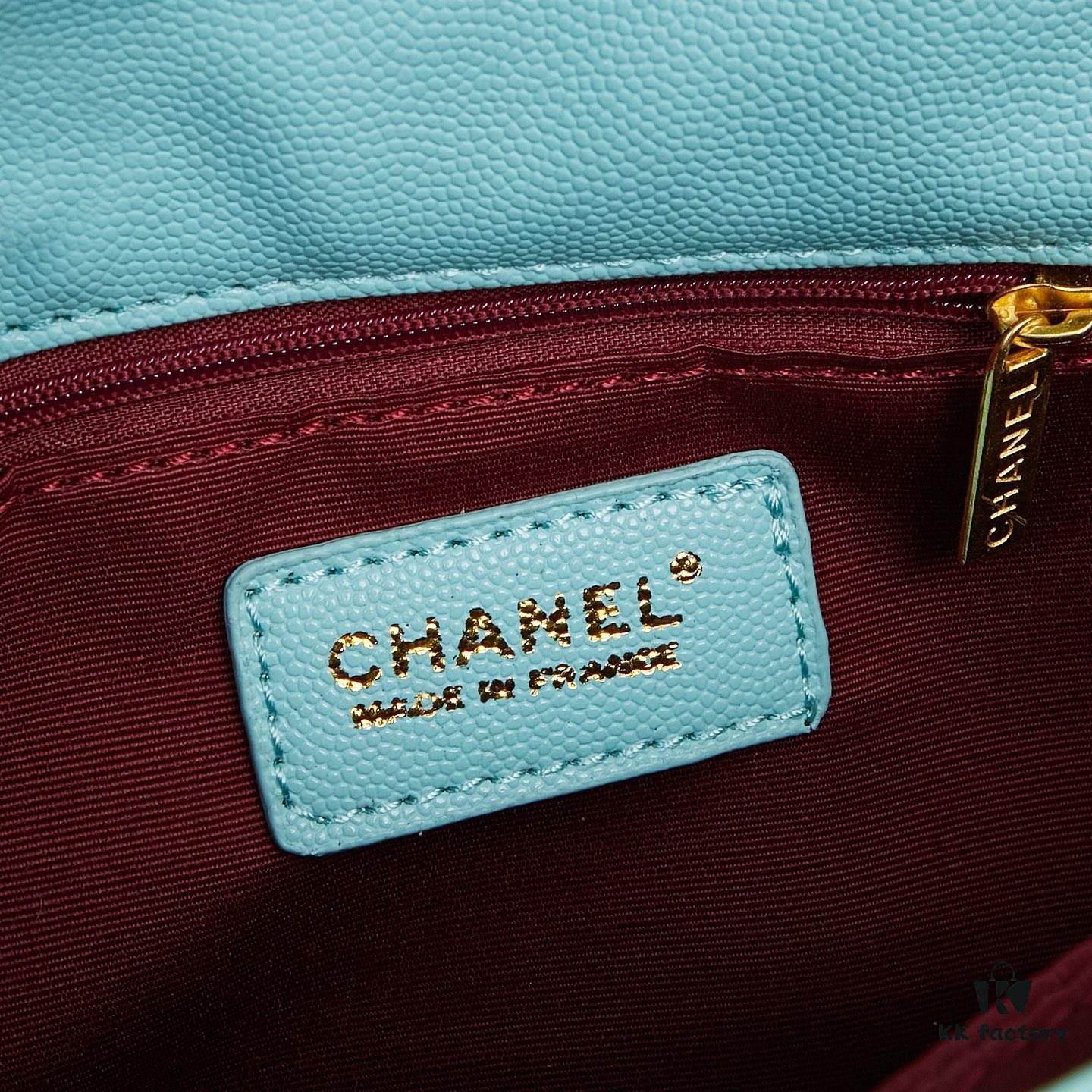 New Arrival with Box Chanel Coco Handle Black Calfskin Red Handle