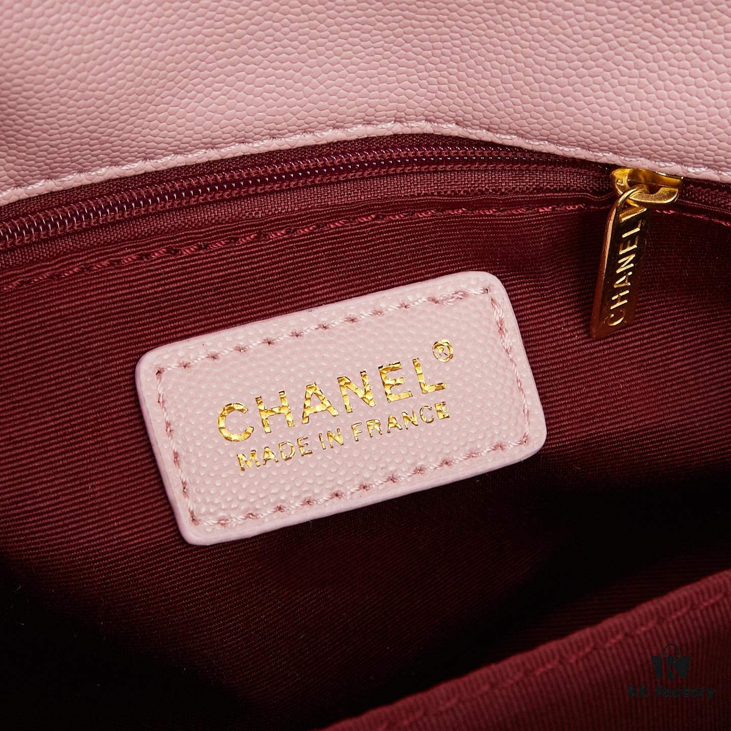 New Arrival with Box Chanel Coco Handle Black Calfskin Red Handle