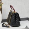 New Arrival with Box Chanel Coco Handle Black Calfskin Red Handle