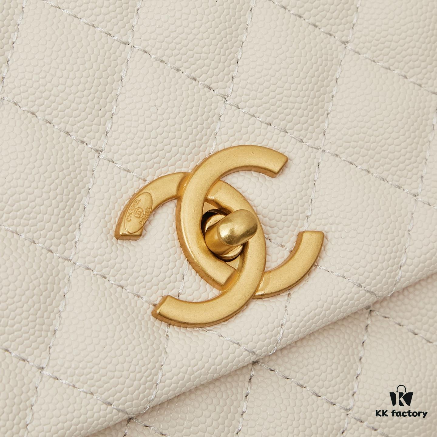 New Arrival with Box Chanel Coco Handle Black Calfskin Red Handle