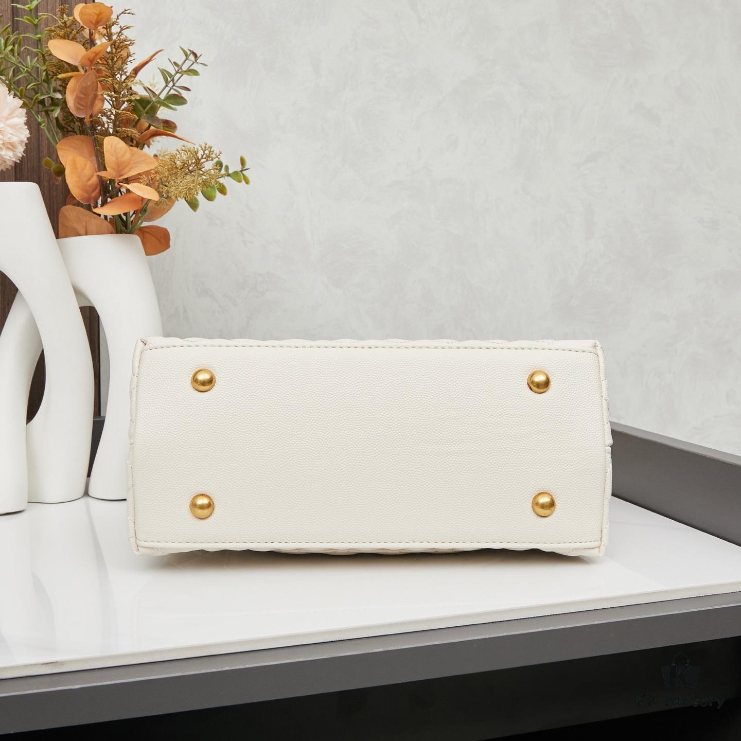 New Arrival with Box Chanel Coco Handle Black Calfskin Red Handle