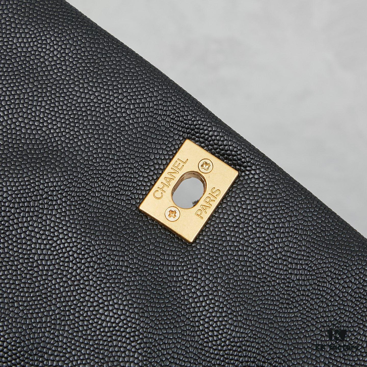 New Arrival with Box Chanel Coco Handle Black Calfskin Red Handle