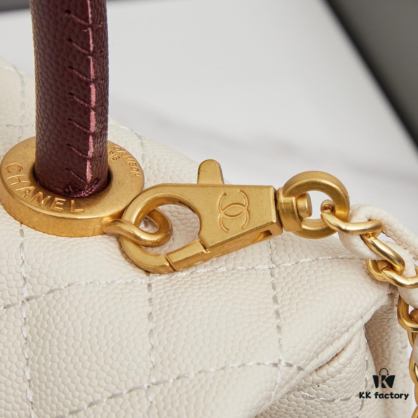 New Arrival with Box Chanel Coco Handle Black Calfskin Red Handle