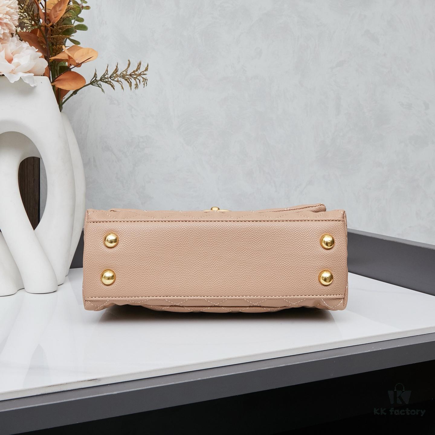 New Arrival with Box, Mini Chanel Coco Handle in Black Calfskin with Gold Hardware and Red Handle