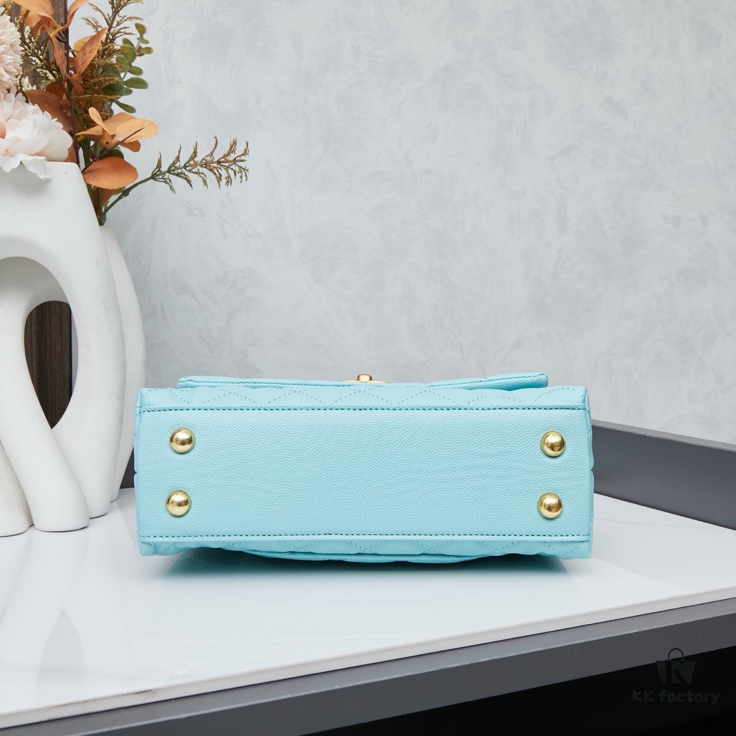 New Arrival with Box, Mini Chanel Coco Handle in Black Calfskin with Gold Hardware and Red Handle