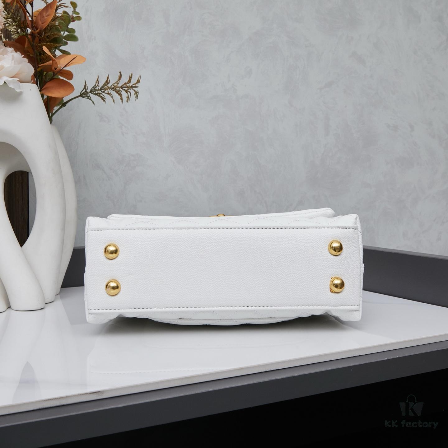 New Arrival with Box, Mini Chanel Coco Handle in Black Calfskin with Gold Hardware and Red Handle