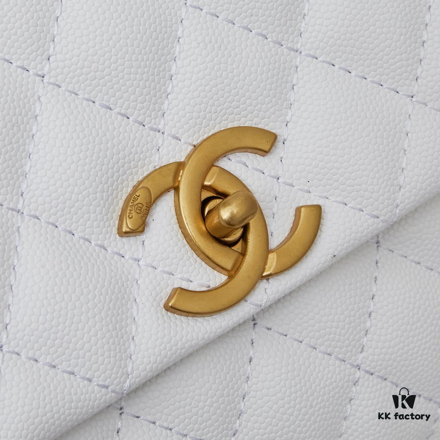 New Arrival with Box, Mini Chanel Coco Handle in Black Calfskin with Gold Hardware and Red Handle